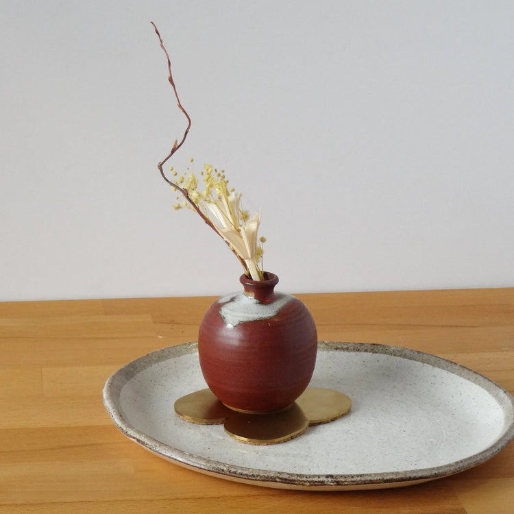Made in Japan Terracotta & White Round Vase