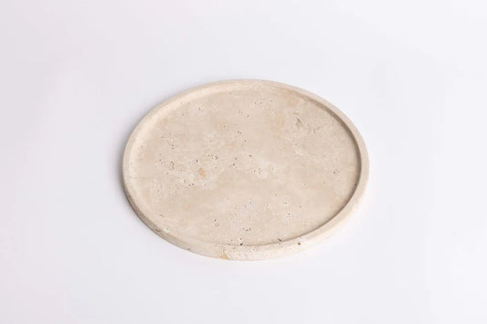 Moon Round Travertine Tray