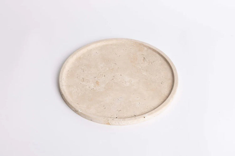 Moon Round Travertine Tray