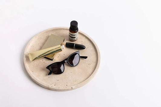 Moon Round Travertine Tray