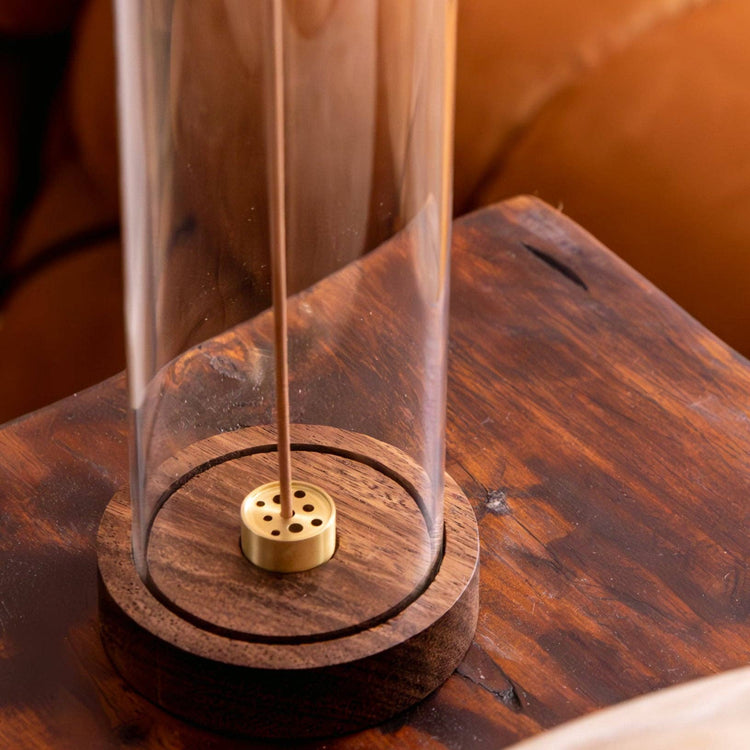 Alta Rico Walnut Wood and Brass Incense Holder