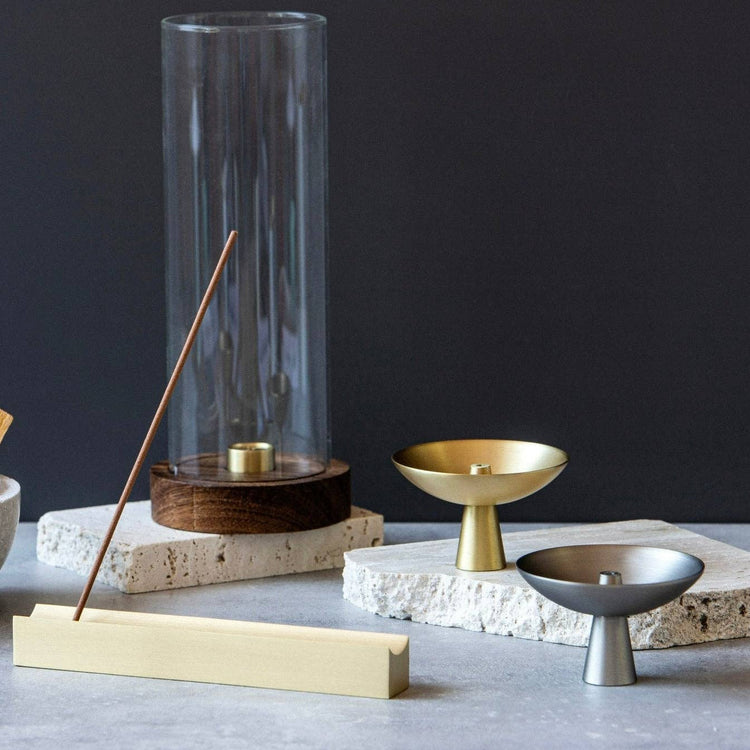 Alta Rico Walnut Wood and Brass Incense Holder