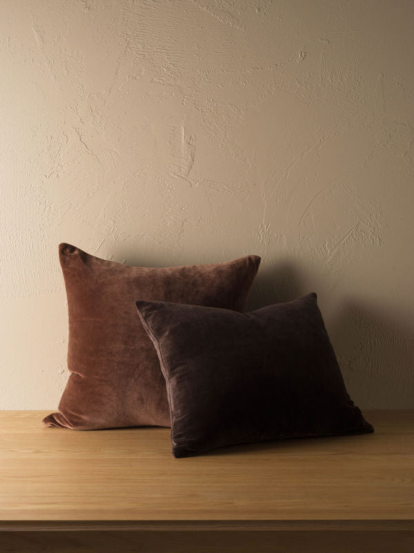 Cotton Velvet Cushion - Brick