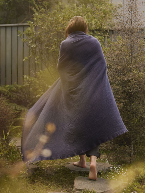 Oslo Oxford Blue/Lupin Lambswool Throw