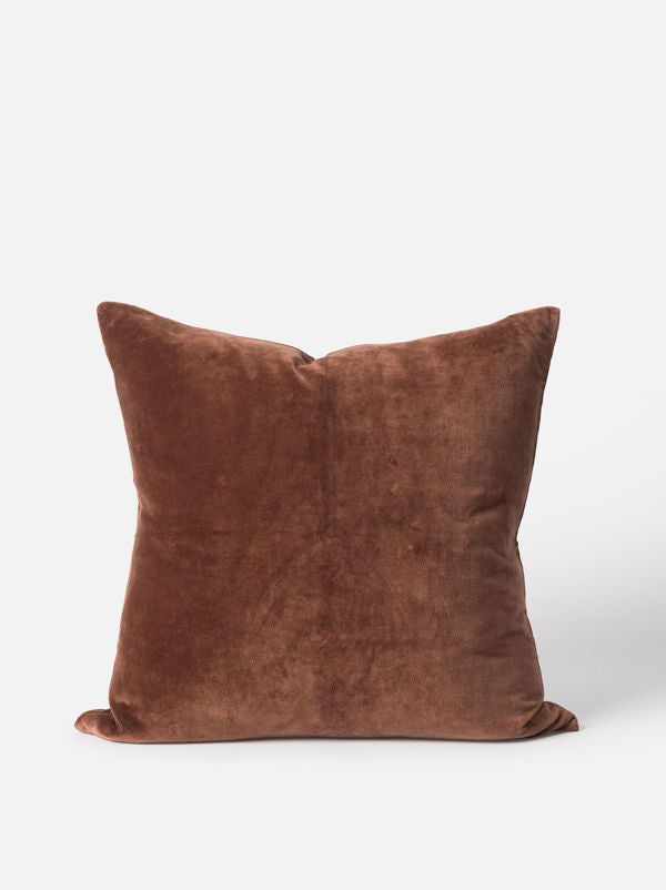 Cotton Velvet Cushion - Brick