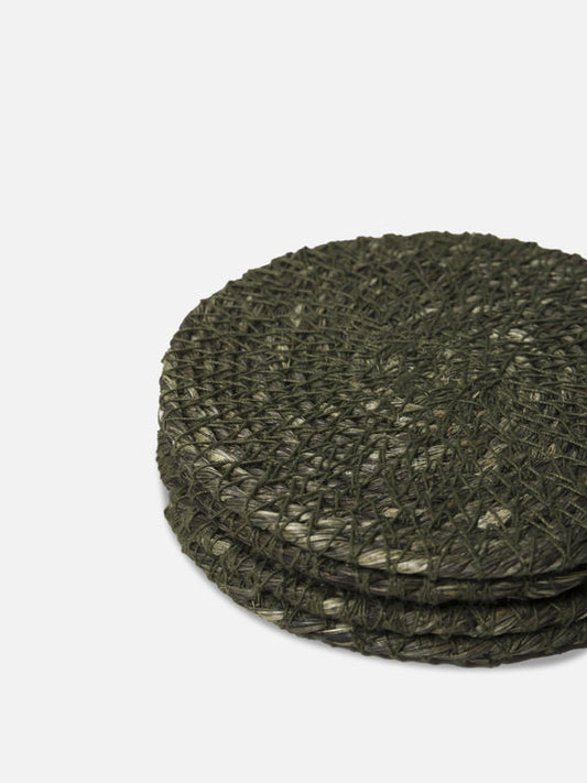 Woven Coaster Set/4 - Olive