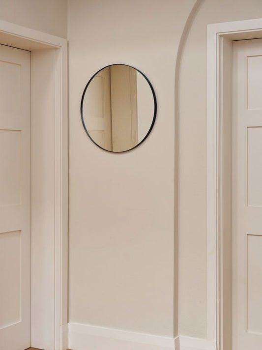 60cm Black Round Wall Mirror