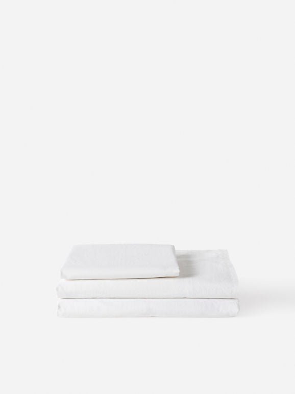 Washed Egyptian Cotton Fitted Sheet White - RUMECitta`