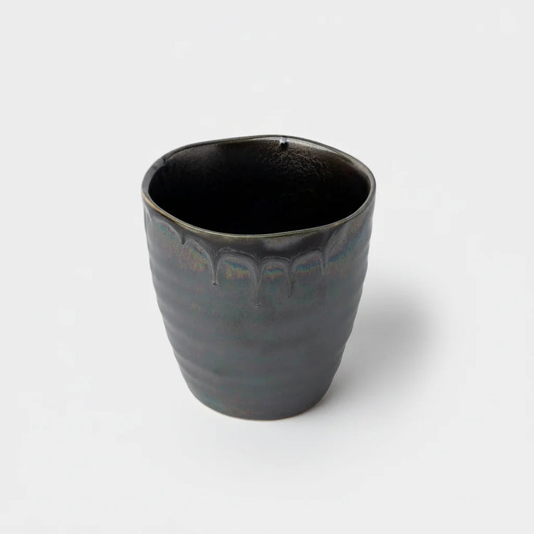 Made in Japan Black Metallic Drip Large Mug