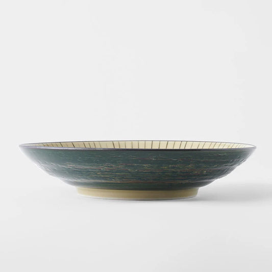 Made in Japan Green Converging Shallow Bowl
