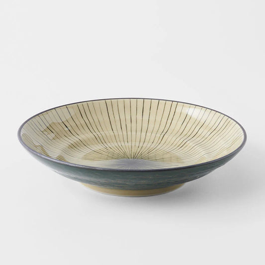 Made in Japan Green Converging Shallow Bowl