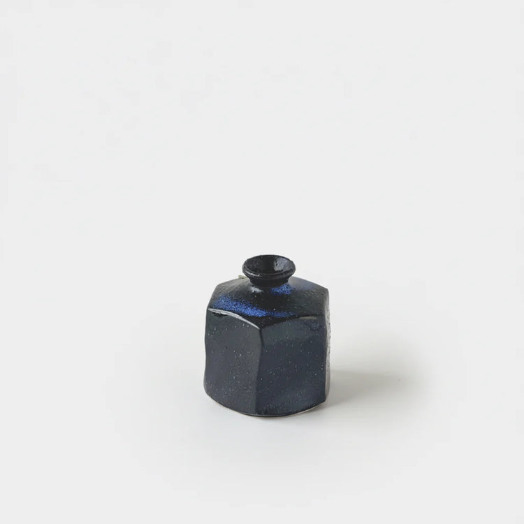 Made in Japan Black Metallic Hexagonal Vase