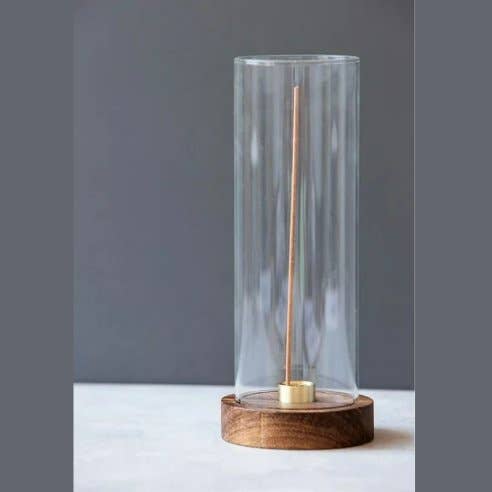 Alta Rico Walnut Wood and Brass Incense Holder