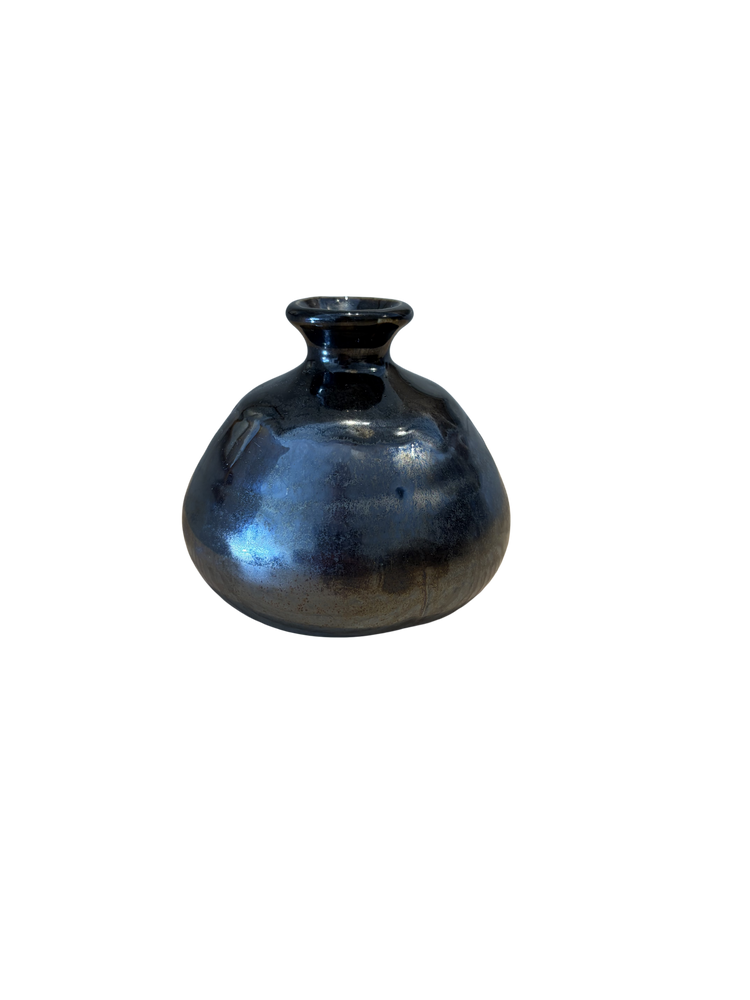 Made in Japan Round Black Metallic Vase