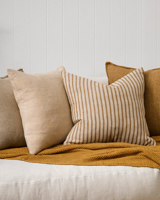 Baya Sandridge Linen Cushion Linen/Ochre