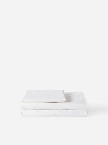 Washed Egyptian Cotton Fitted Sheet White - RUMECitta`